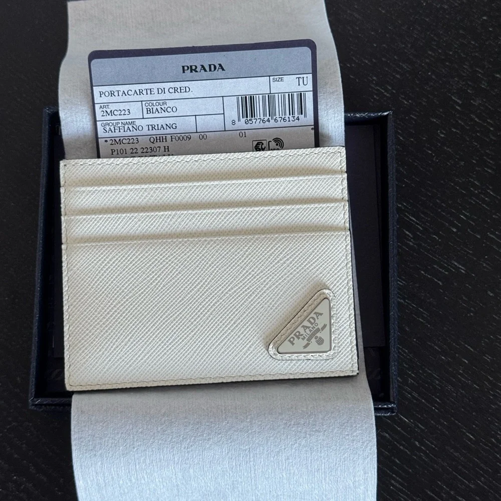 BRABD NEW. Prada Saffiano Leather Card Holder in white with box. - Picture 3 of 5